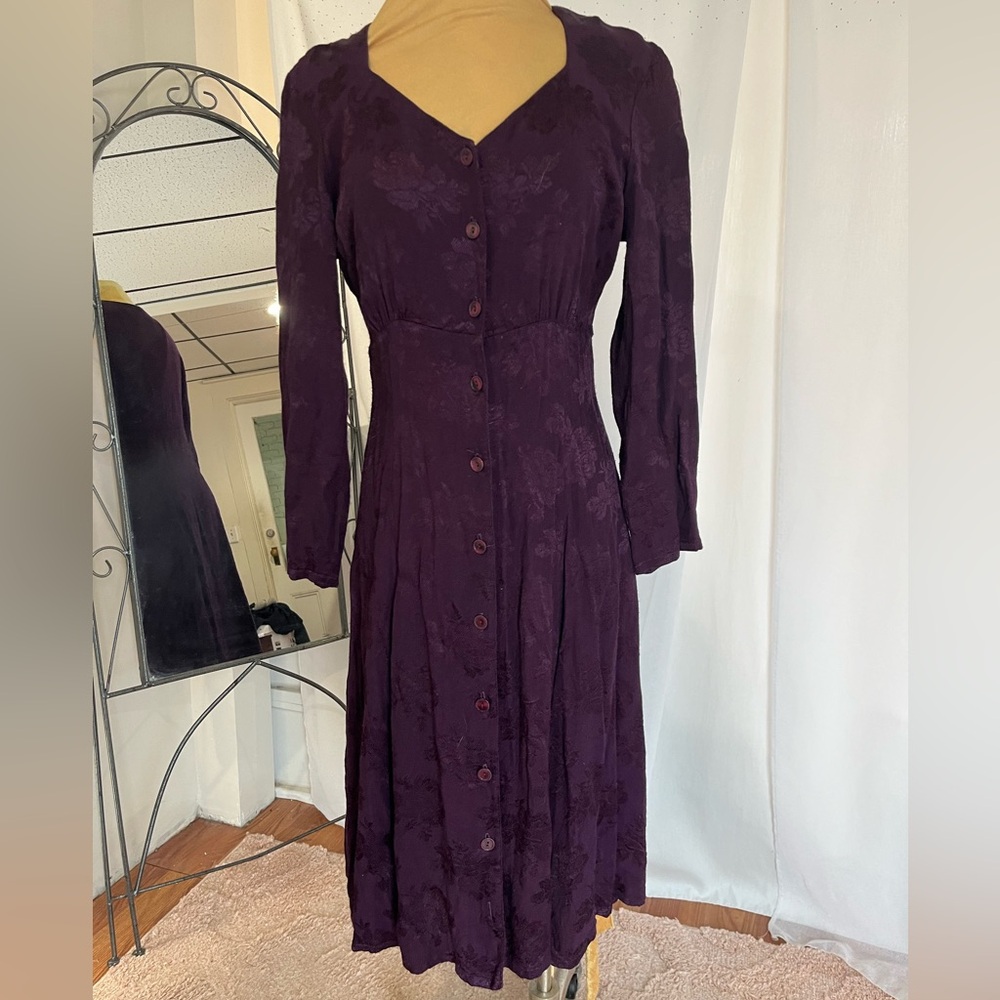 Deep eggplant mid-90’s damask dress